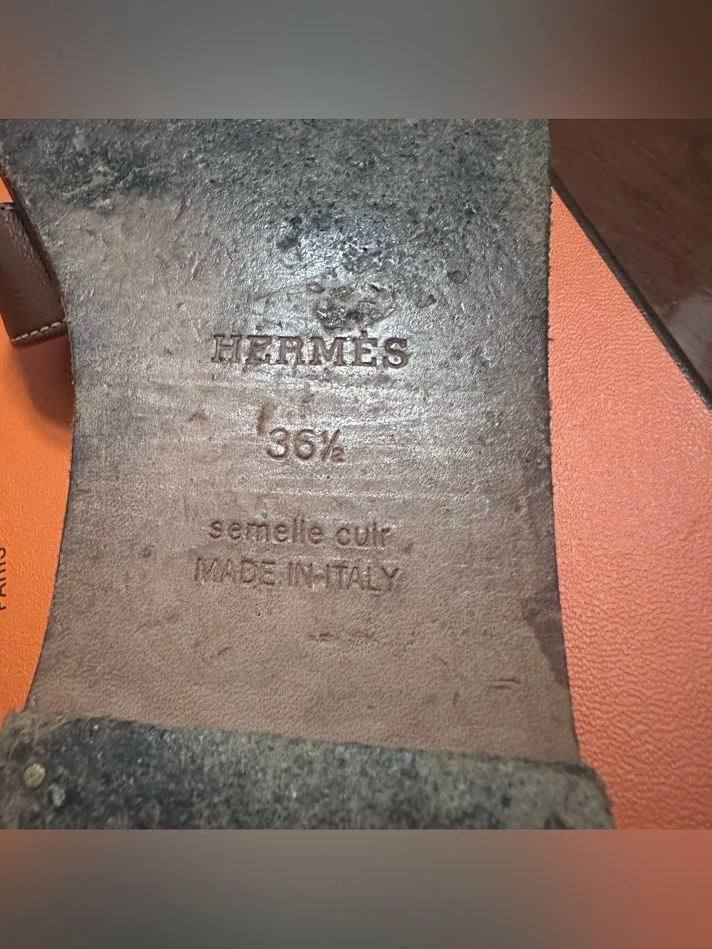 HERMES Oran Sandals Size 36.5 in Gold - Picture 7 of 13